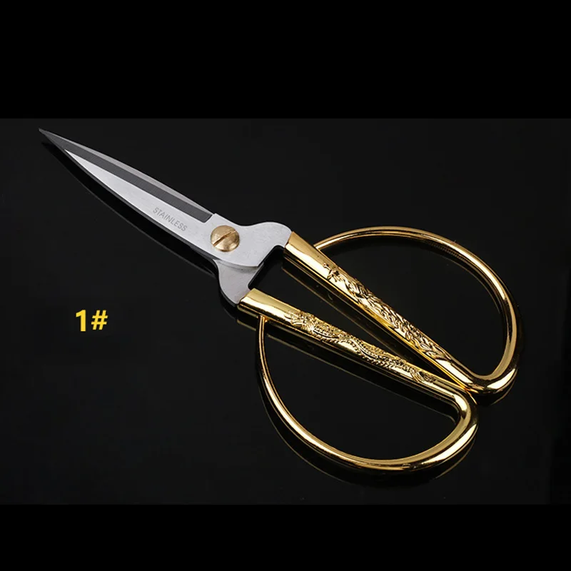 

Hot Sale Scissors Stainless Steel Carved Gold Tone Dragon For Needlework Party Sewing Dressmaker