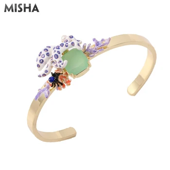 

MISHA Bracelets For Women Octopus Emulated Gems Pearls Handmade Enamel Glaze Jewelry Bracelets Bangles High Quality 733