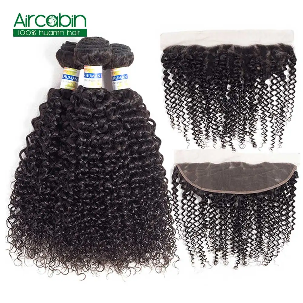 Kinky Curly 3 Bundles with Frontal AirCabin Peruvian Human Remy Hair with Ear to Ear Lace Frontal with Baby Hair Bleached Knots Kinky Curly 3 Bundles with Frontal AirCabin Peruvian Human Remy Hair with Ear to Ear Lace Frontal with Baby Hair Bleached Knots