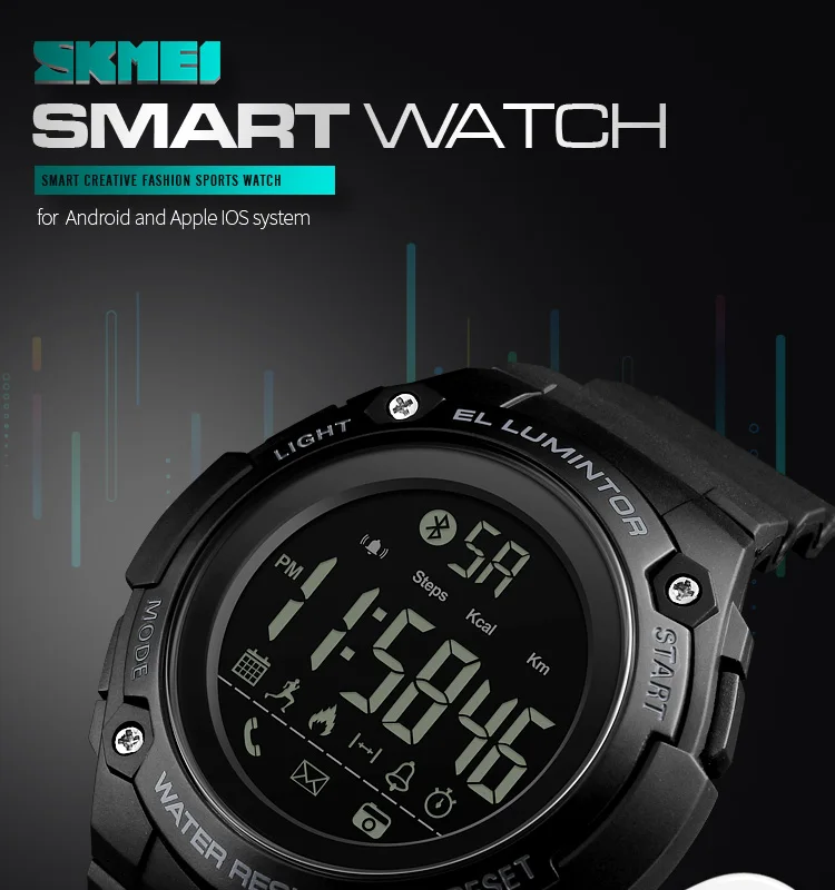 SKMEI уличные умные спортивные часы, модные многофункциональные Умные Bluetooth подключения, напоминание, камера, калории, часы