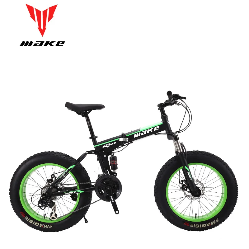 Make стальную складную раму, Fatbike 20 колесо, 24 скорости SHIMANO - Цвет: black green