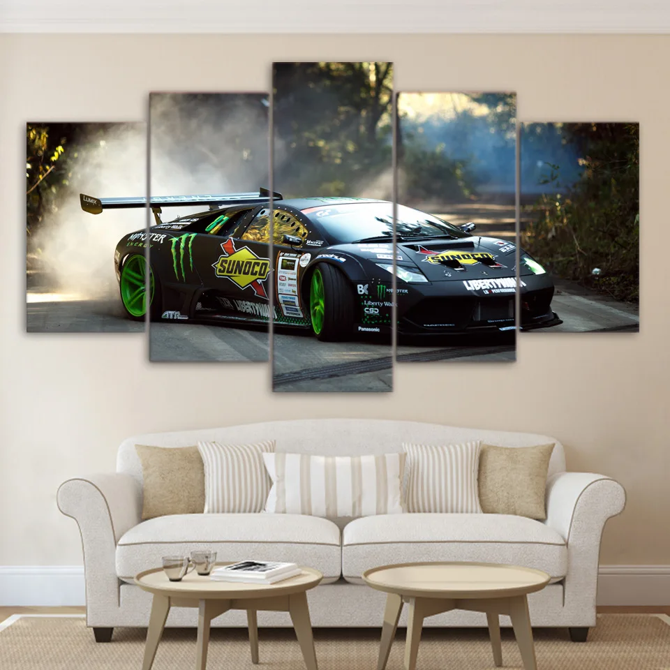

HD Printed Canvas Paintings Home Decor Pictures 5 Pieces Frame Sports Car Speed Hunters Posters Wall Art For Living Room PENGDA