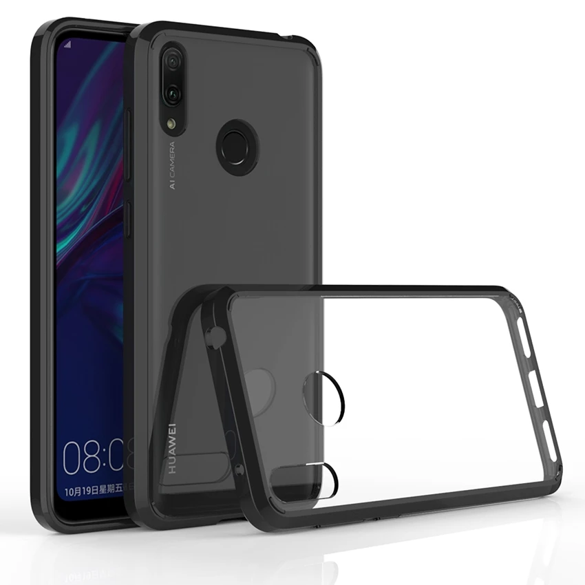 

Hybrid Shockproof Cover Air Cushion Frame Case With Acrylic Crystal Clear Shell For Huawei Y7 Pro Prime 2019 Fundas Coque
