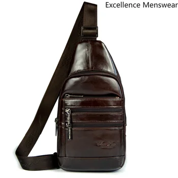 

2019 New Arrival Genuine Leather Men Chest Pack Single Shoulder Cowhide Women Men Crossbody Shoulder Bag Men's Bag Casual QQ