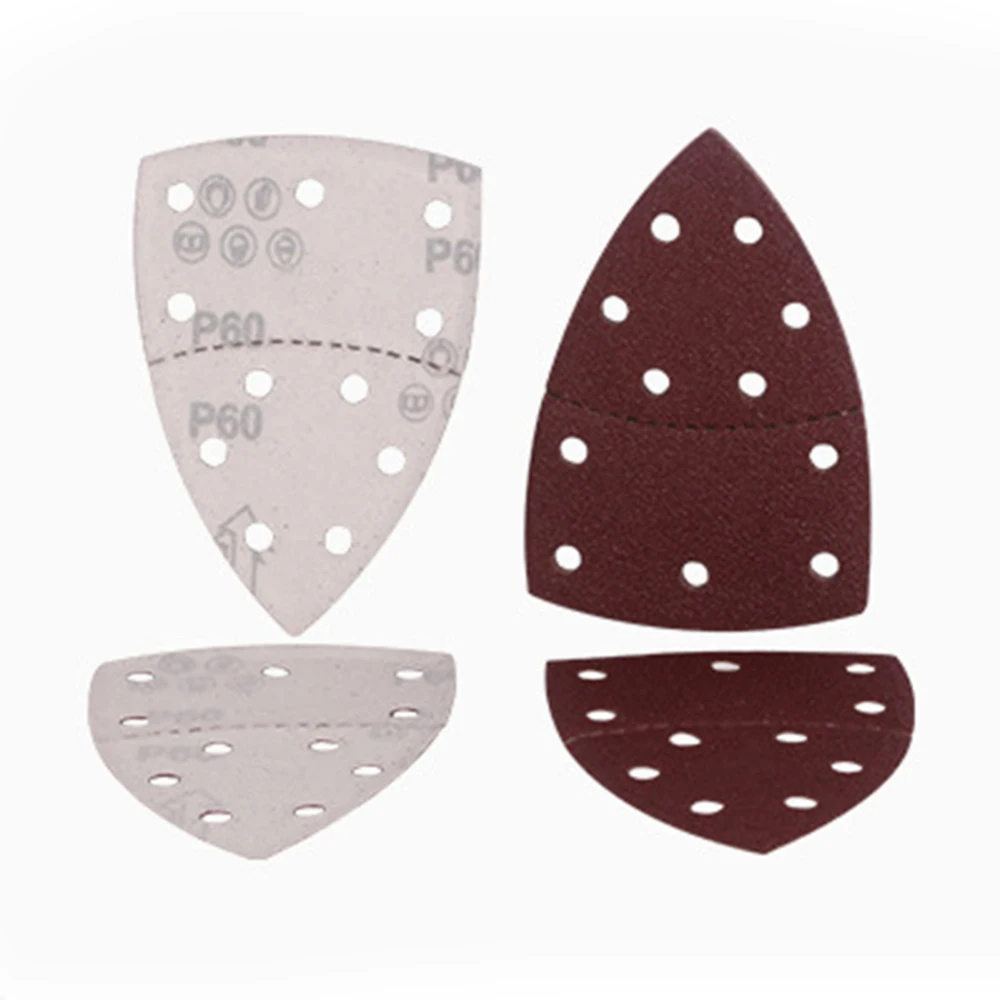 60pcs 150*150*105 Triangle Sandpaper 11 Holes Sanding Sheets Assorted 40/60/80/120/180/240 Grits Mouse Sander Pads