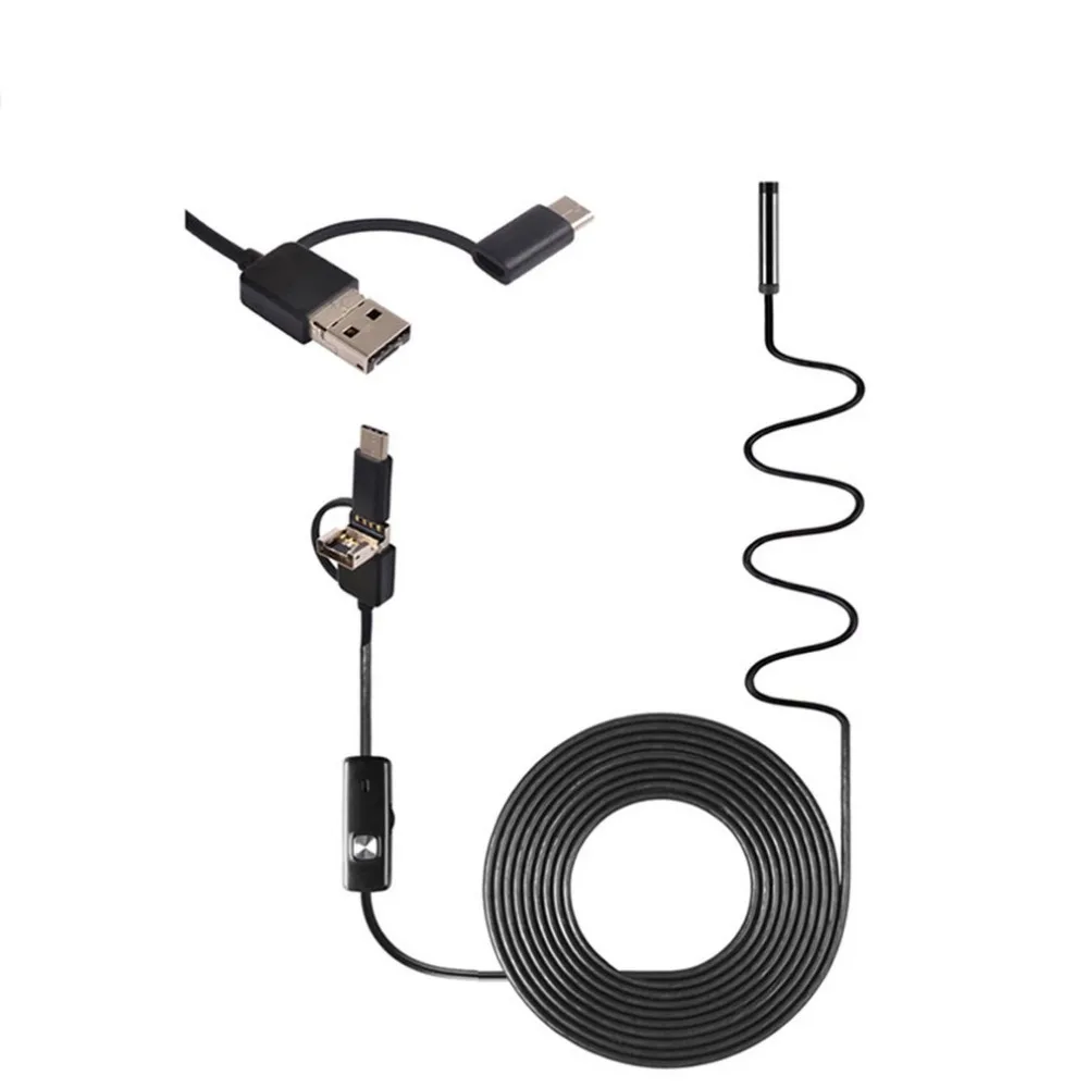 

7MM 6LED Waterproof 1/2/3.5/5/10m USB Type-C Endoscope Inspection Tube Portable Size Phone PC Inspection Borescope Mini Camera
