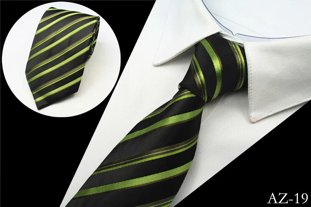 Ricnais 8cm 100% Jacquard Woven Silk Tie For Men Striped Neckties For Wedding Business Party Factory Sale