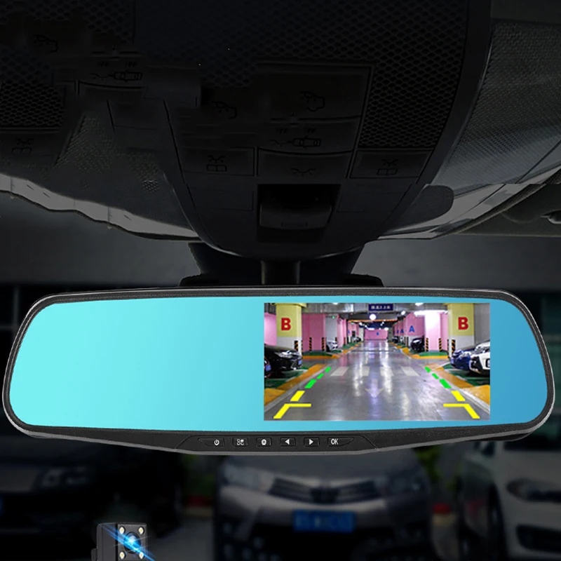 

4.3 Inch Car DVR camera Rearview Mirror Double Lens Electronic Dog High Definition Night Vision Vehicle Driving Recorder