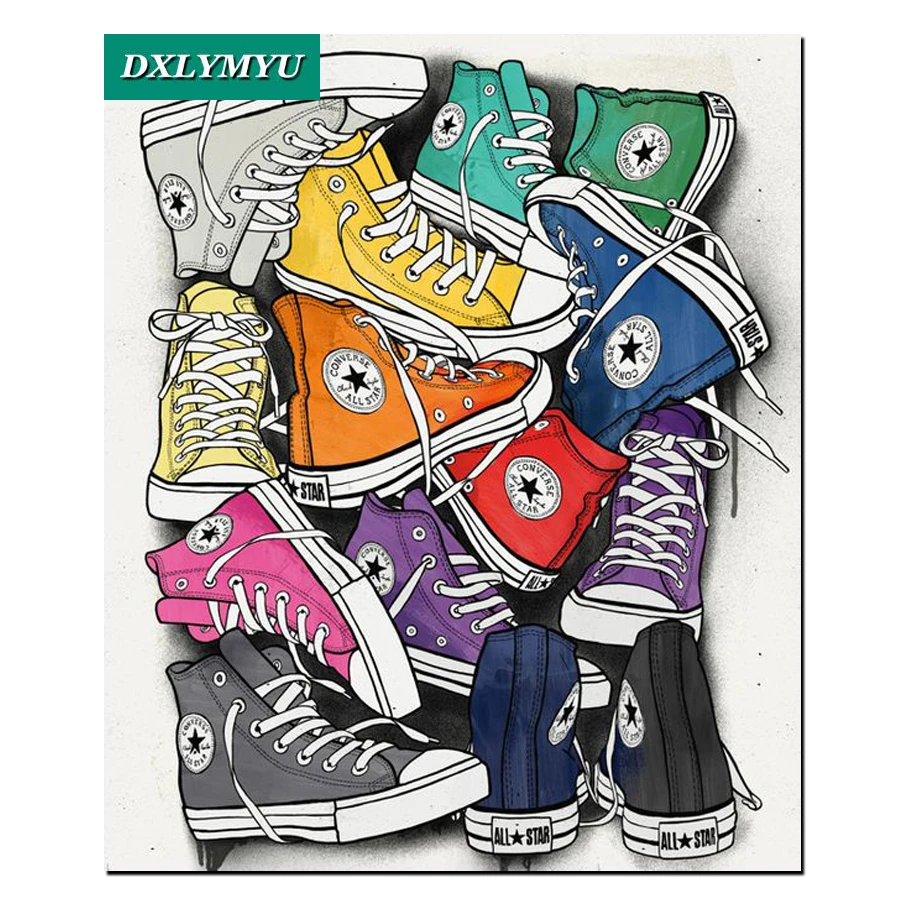 

5D DIY Diamond Painting Hand Painted Canvas Shoes Picture Full Square Diamond Embroidery Cross Stitch Kit Mosaic Making