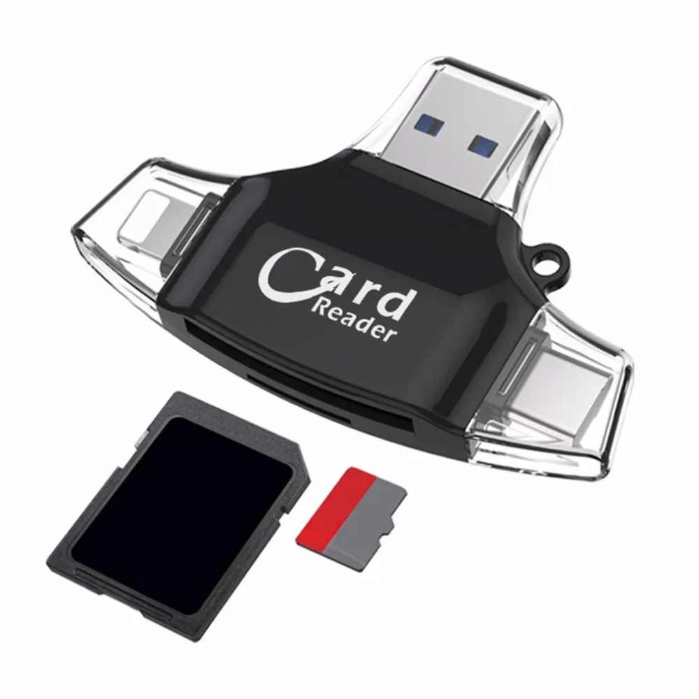 4 в 1 Мультифункциональный кардридер type-C USB разъем OTG концентратор адаптер TF флэш-карта памяти