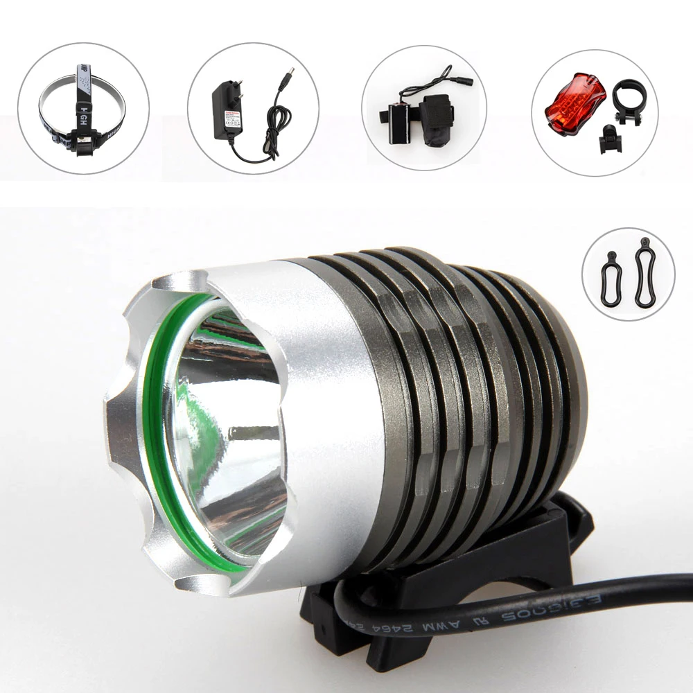 

XML XM-L T6 1000 Lumen Cycling Lamp Bicycle Bike Light Head Lamp 8.4v 12000mAh battery & Rearlight
