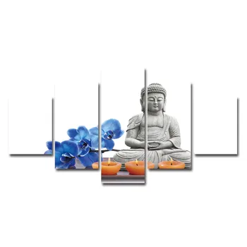 

Buddha Wall Pictures For Living Room meditation Canvas Painting Wall Art Painting Mordern Canvas Schilderij 5pcs cheap Pictures