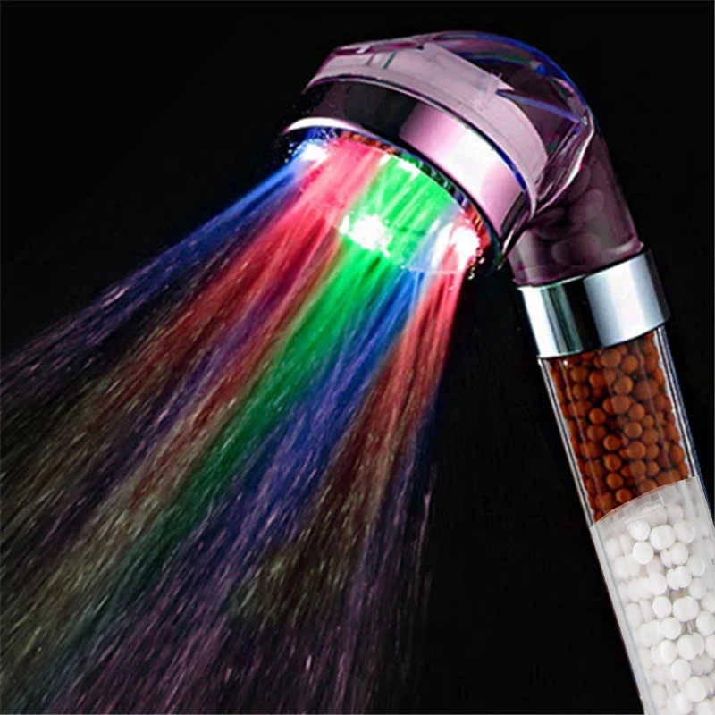 Negative Ions Anion LED Shower Head Sprinkler Temperature Sensor 3