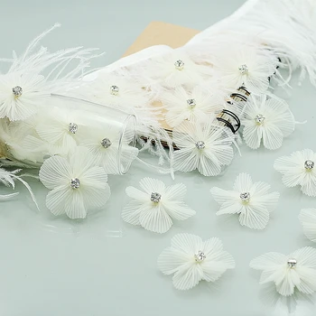 

MLAEY 4Pcs/lot lace trim patch applique lace fabric Wedding dress DIY flowers bride hair veil clothes Headwear Decoration