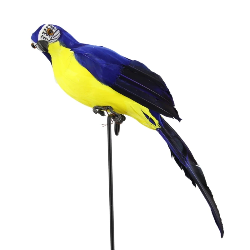 25 см ручной работы имитация попугая креативное перо газон декоративная фигурка животное птица сад птица реквизит украшения - Цвет: Синий