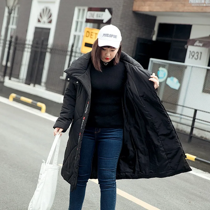 Женская хлопковая куртка большого размера, зимние парки, плотное теплое пальто, женские куртки с капюшоном, плюс размер, пуховая хлопковая куртка s N321 - Цвет: BLACK