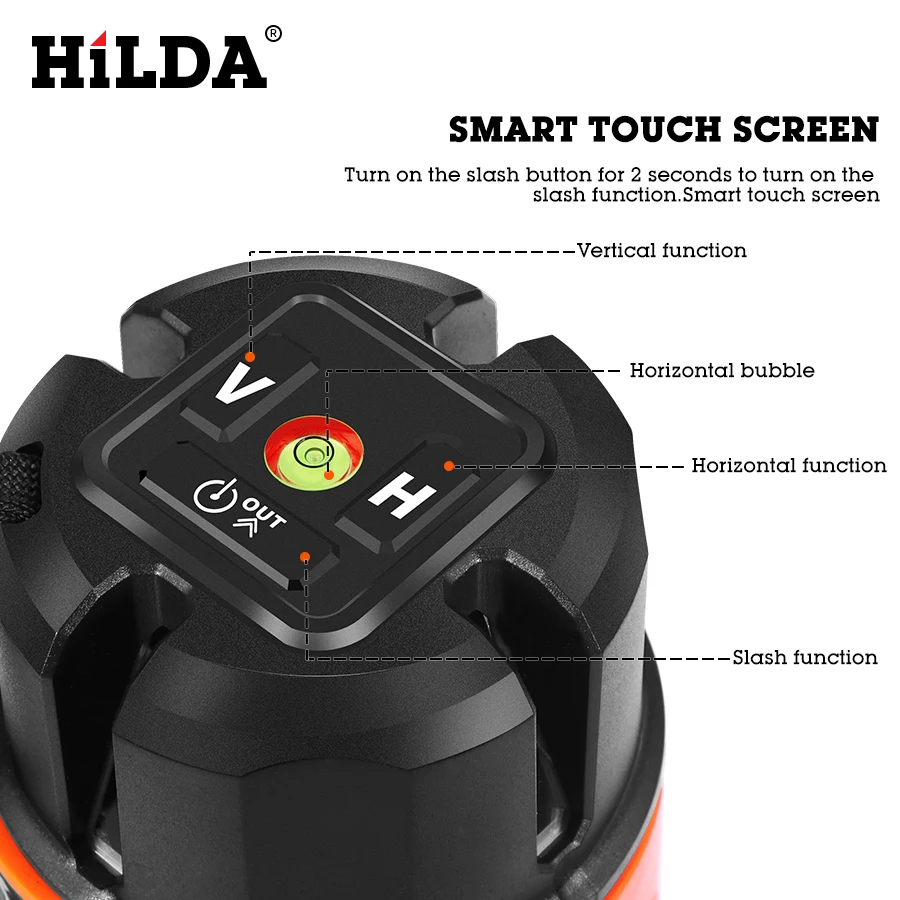 HILDA 5 Lines 6 Points Laser Level Self-leveling Horizontal&Vertical 360 Degree Adjustment Rotary Cross Laser Line Leveling