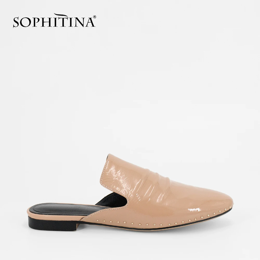 SOPHITINA/пикантные туфли без задника из мягкой коровьей лакированной кожи на