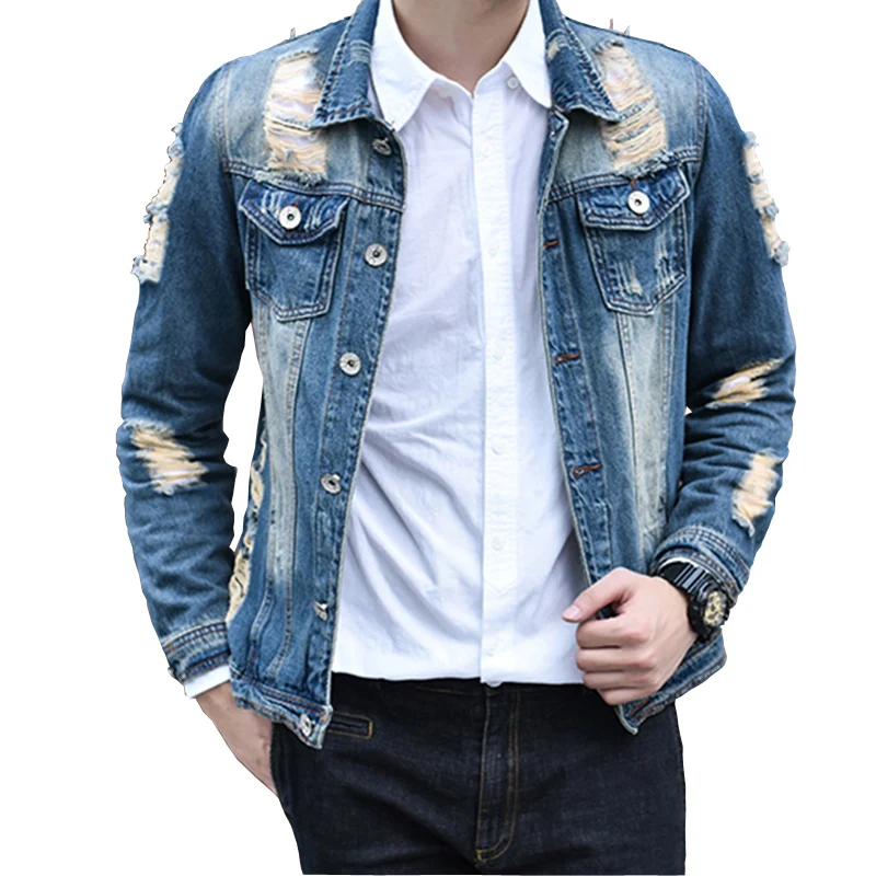 2017 Denim Jacket Men Casual Fashion hole Jeans Jackets Cowboy Mens Jackets Coats Man Coat Chaquetas