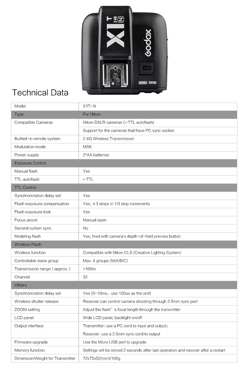 Godox X1T-N ttl 2,4G Беспроводной триггер для NIKON+ 3x XTR-16S приемник вспышки вспышка-стробоскоп для Godox V850 V860IIC/F V860C/N V850II speedlite