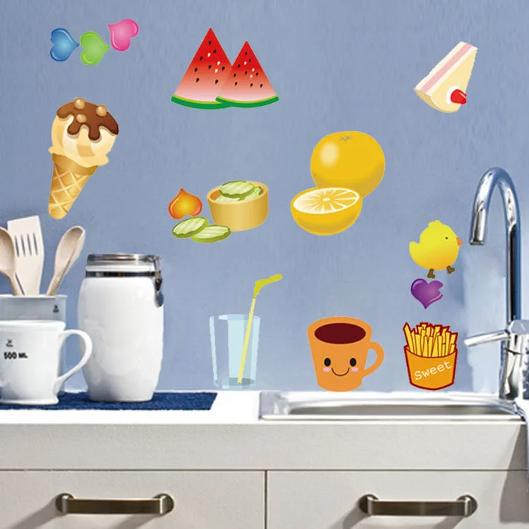 Vegetables and fruits wall stickers kitchen refrigerator glass