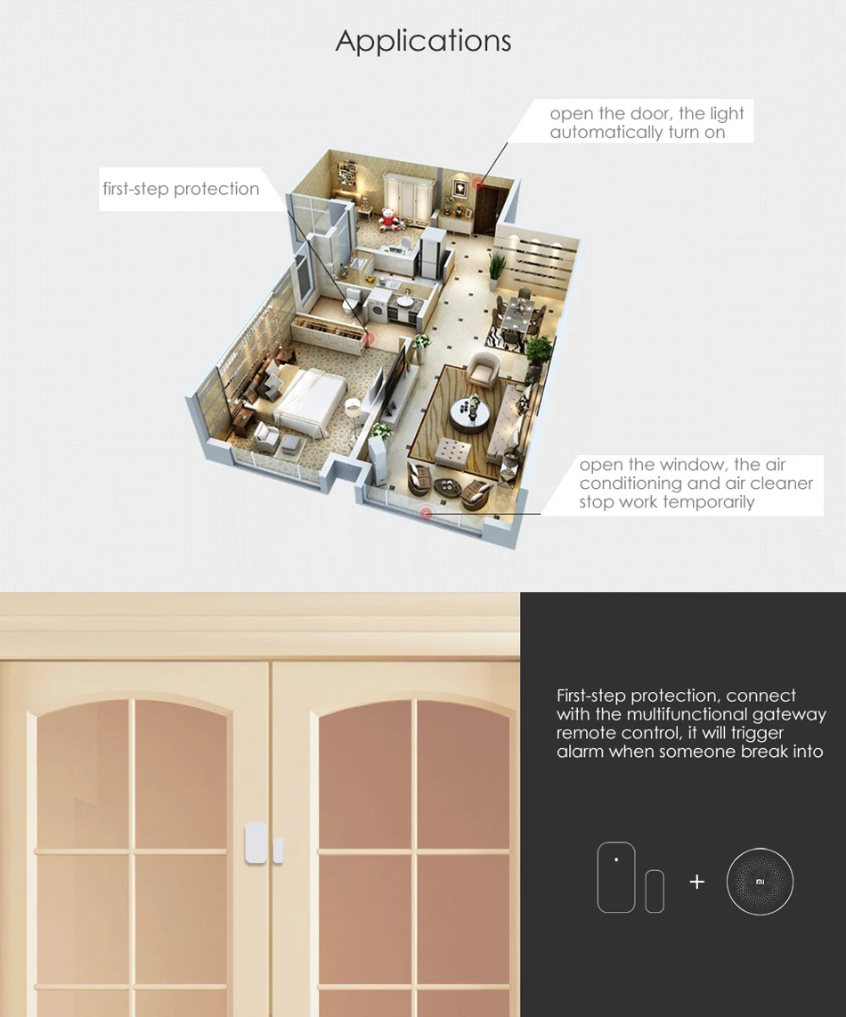Xiaomi aqara smart home kits aqara hub door window sensor human body wall switch humidity water sensor two-way module work with mi home