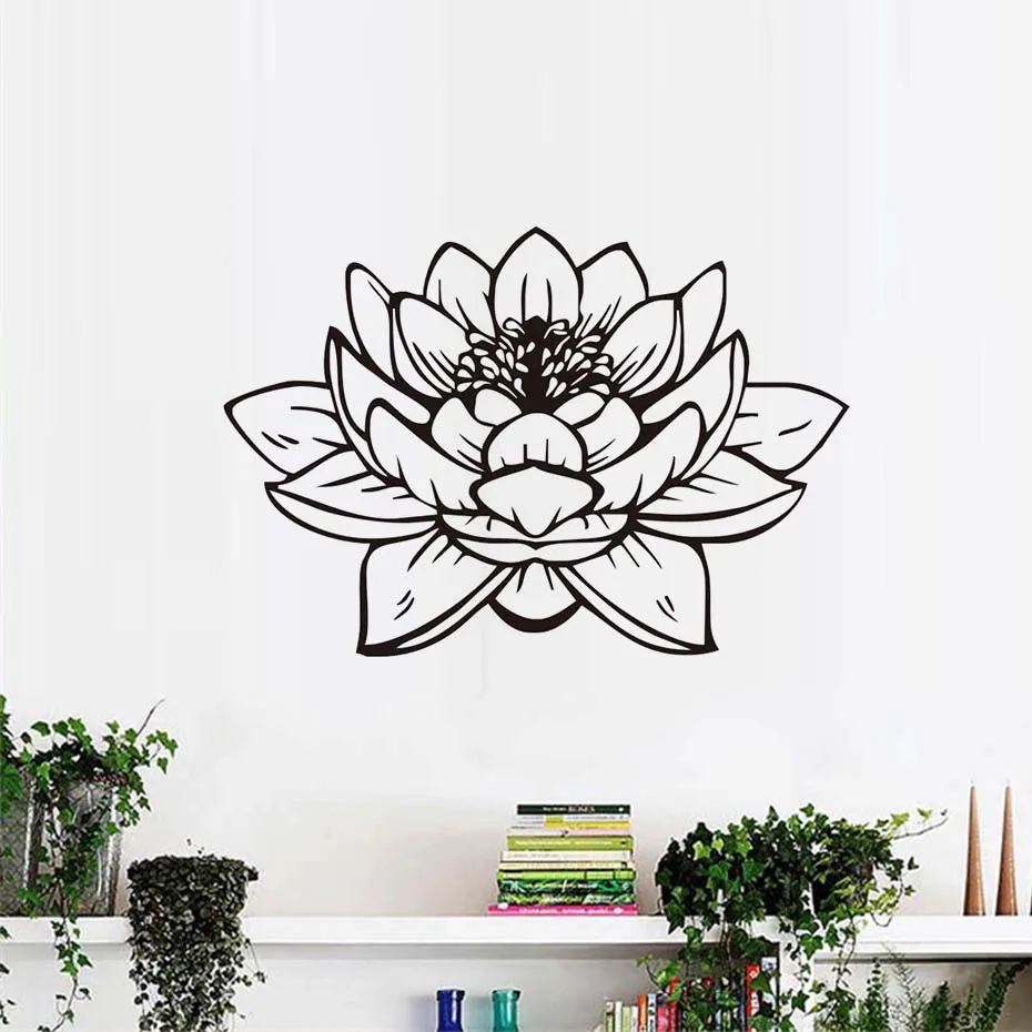 High Quality Beautiful Lotus Wall Stickers Purple Design PVC Hollow Out