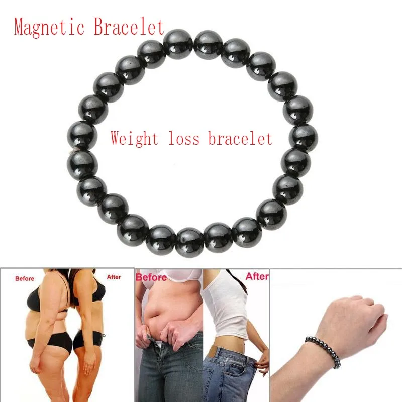 Adjustable Weight Loss Round Black Stone Therapy Bracelet
