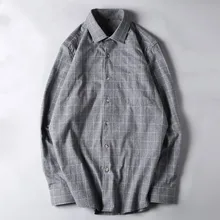 Мужские рубашки из хлопка с длинным рукавом, в клетку, с отложным воротником, большие размеры 6xl 7xl