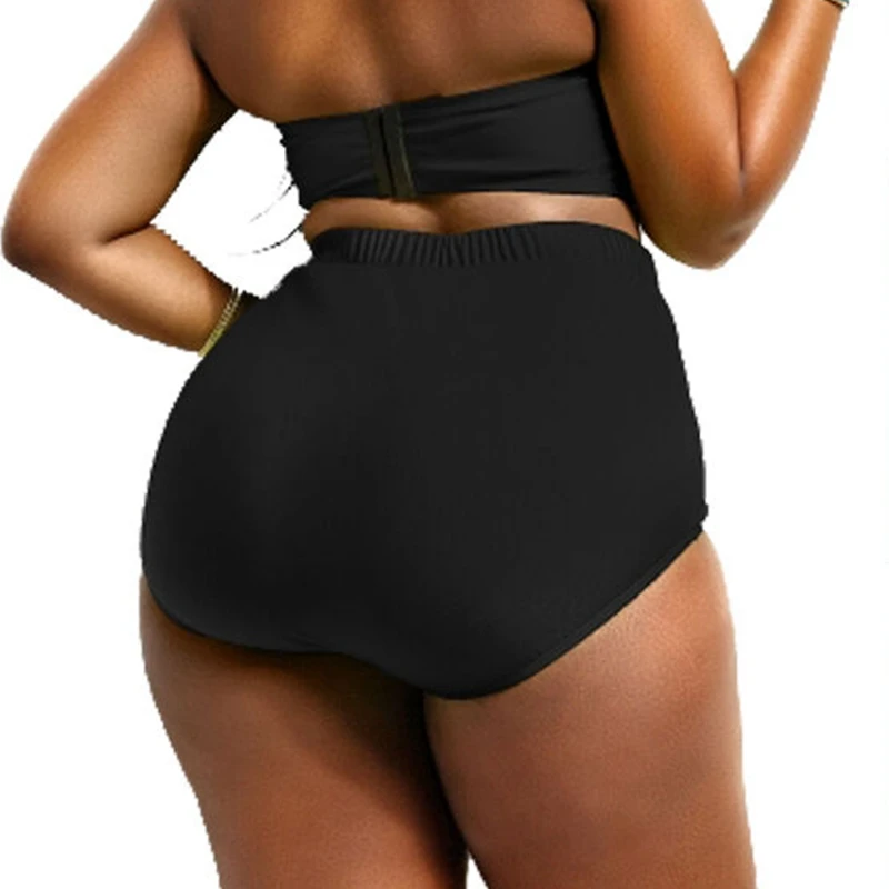 Plus Size Solid Women High Waist Bikini Swimsuit Bottom