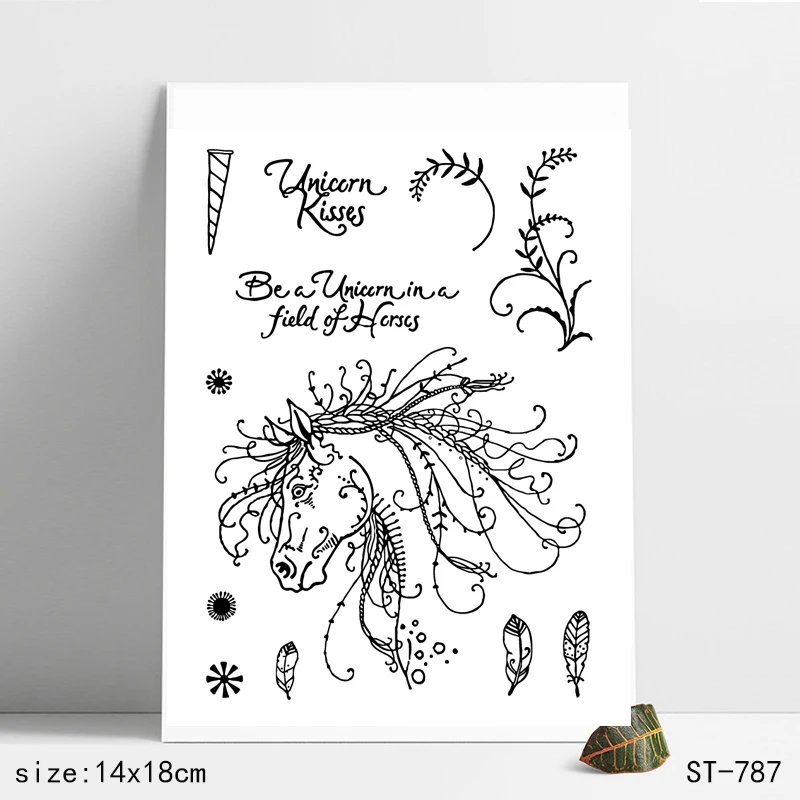 

ZhuoAng Mythical unicorn Clear Stamp Seal for DIY Scrapbooking Photo Album Card Making DIY Decoration Supply