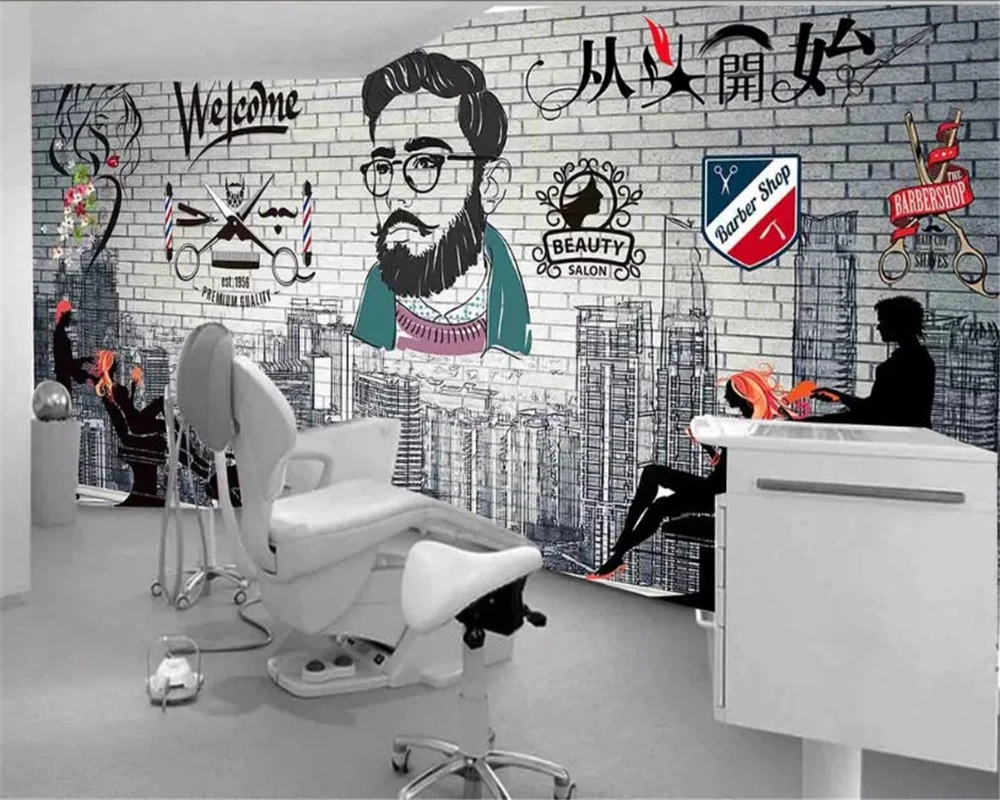 Beibehang Custom Fashion Decorative Painting Wall Paper European American Industrial Classic Barber Shop Background 3d Wallpaper Wallpapers Aliexpress