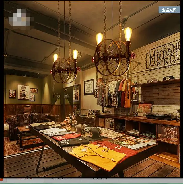 

Loft retro industrial wind creative water pipe iron warehouses wheel lamp personality restaurant bar US Pendant Lights ZCL
