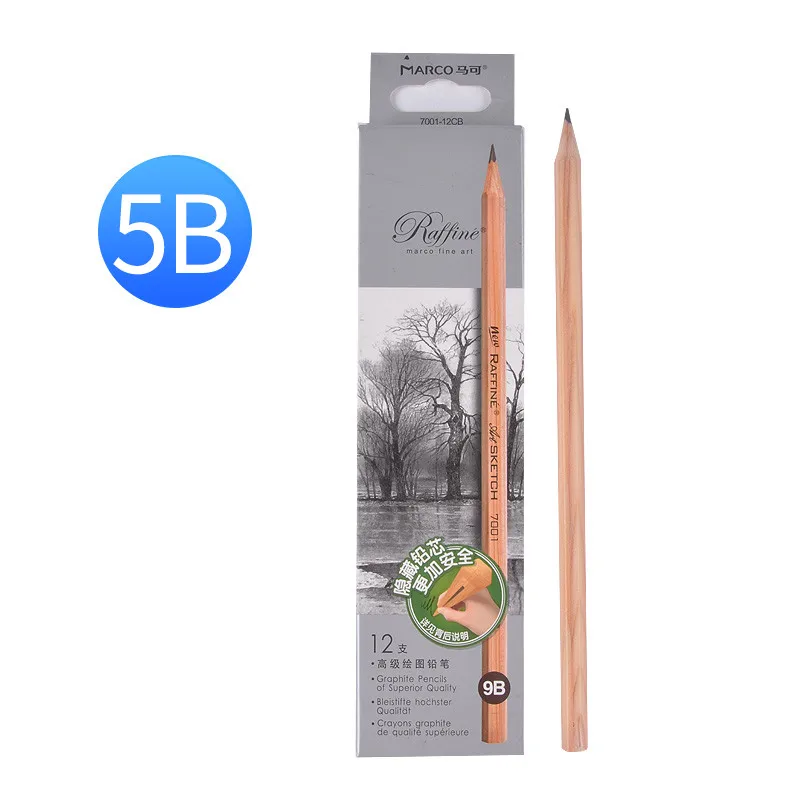 Марко уголь карандаш набросок рисунок карандаш Lapiseira Профессиональный Живопись мягкий карандаш Carboncillos Para Dibujo канцелярские товары - Цвет: 5B