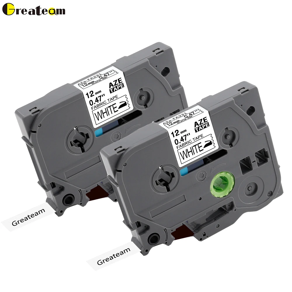 

Greateam 2pcs TZe FA231 TZe-FA231 Fabric Iron-on Back on White 12mm*3m Compatible with P-Touch Brother Label Tape