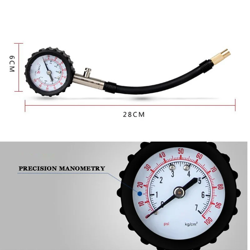 Длинная трубка авто велосипед покрышка Автомобильная манометр воздуха 0-100 PSI метр транспортного средства Тестер системы мониторинга F-Best
