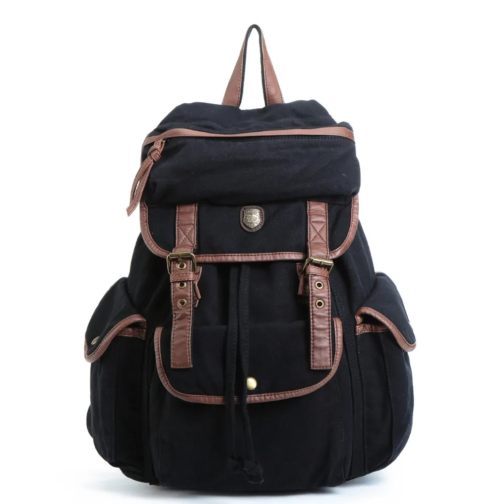 

Retro CANVAS LEATHER BACKPACK RUCKSACK Bag School College Uni Men Women students laptop brand bags