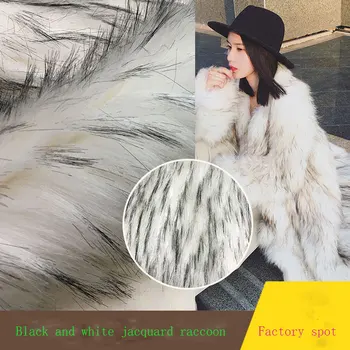 

Faux fur, imitation raccoon hair, black and white jacquard, Korean coat faux fur collar