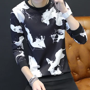 

Young male long sleeved T-shirt collar sweater slim Korean men's casual shirt student clothes