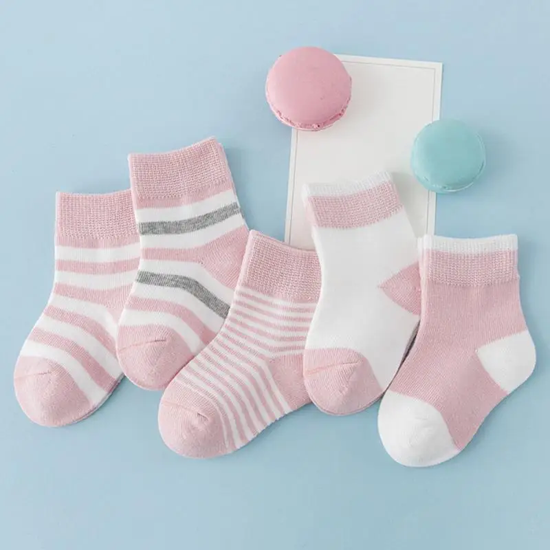5 пар/упак. осенние носки унисекс для маленьких мальчиков модные детские носки хлопковые детские носки для девочек От 0 до 6 лет - Цвет: Розовый