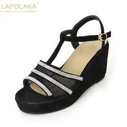 Lapolaka/брендовая элегантная обувь для отдыха, летние босоножки больших размеров 35-43, модные женские босоножки на высокой танкетке с
