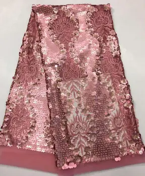 

Sophia-12.2923 embroidered Mesh Tulle fabric Factory price sequins Nigerian lace fabrics