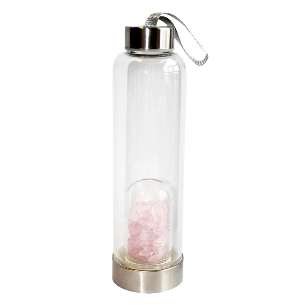 

Natural Crystal Quartz Gravel Gemstone Healing Glass Energy Elixir Water Bottle new arrived #20190327
