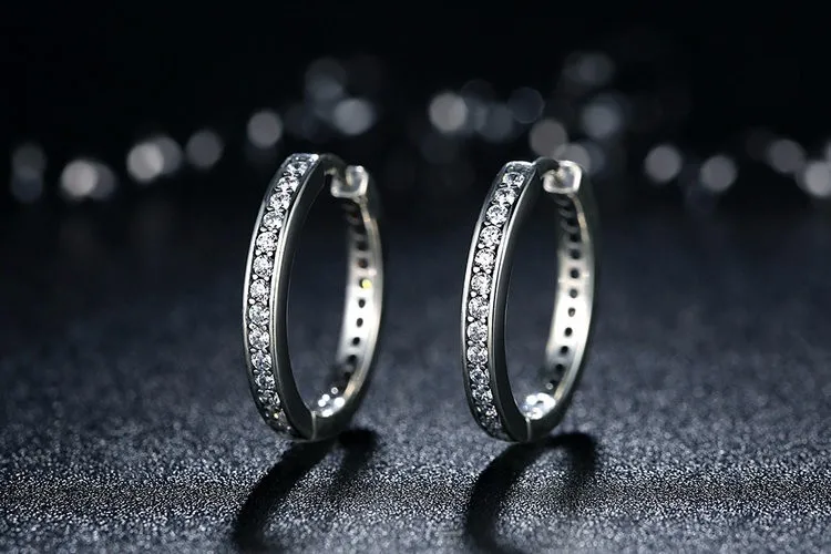 Высокое качество 925 пробы Серебряные вечерние серьги-кольца вечности с прозрачным CZ для женщин подлинные оригинальные ювелирные изделия XCHS456