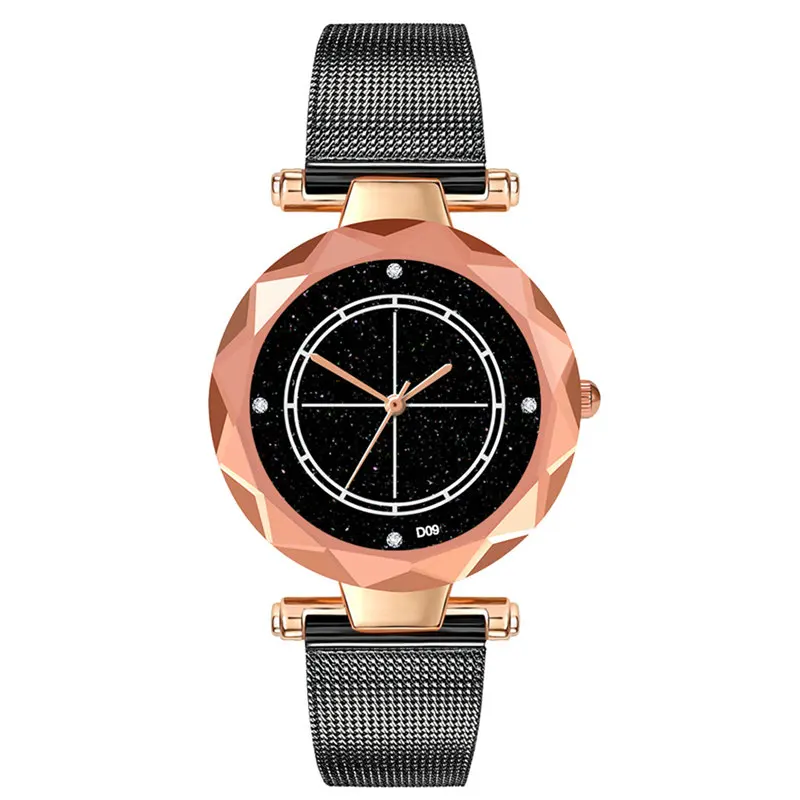 

Top Selling Women Watch Starry Sky Irregular Dial Ladies Quartz Wristwatch Rose Gold Mesh Belt Strap Clock Relogio Feminino@50