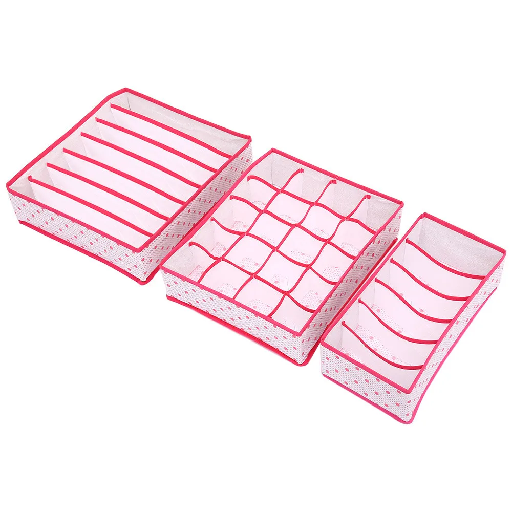 3pcs Foldable Clothing Storage Boxes Bra Underwear Closet Storage Organizer Drawer Divider Fabric for Underwear Scarfs Socks Bra06