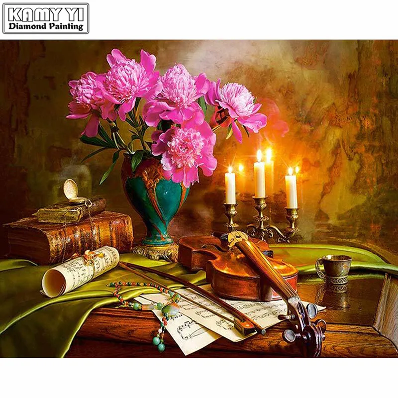 KAMY YI 5D DIY Diamond Painting Embroidery Flower violin Full Square / Round Mosaic Decoration YY | Дом и сад