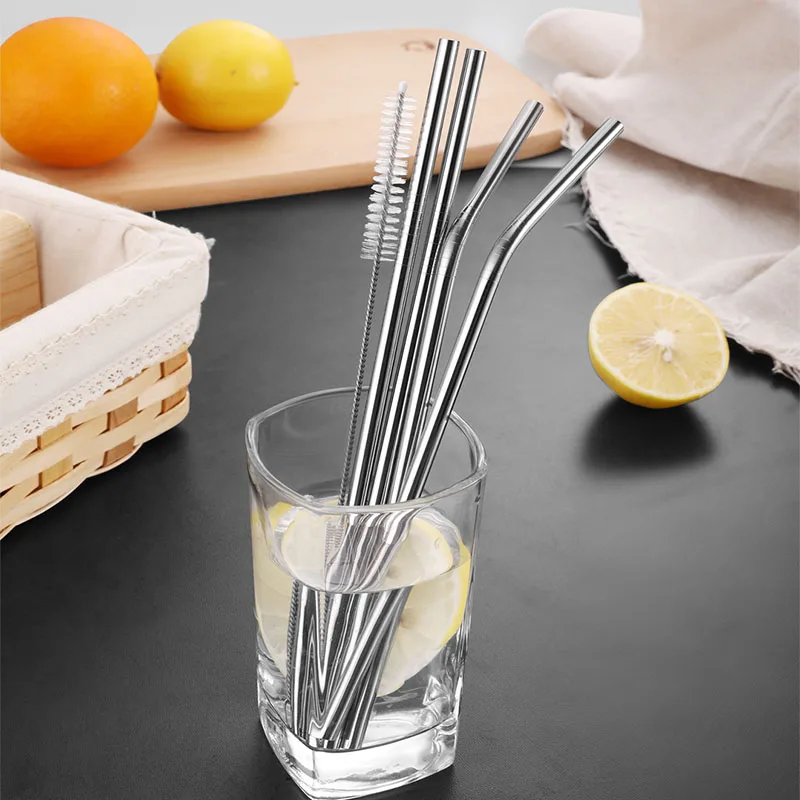 

Drinking Straw Reusable Straws with Cleaner Brush Set High Quality Eco Friendly Stainless Steel Metal Straw for Mug Water Bottle