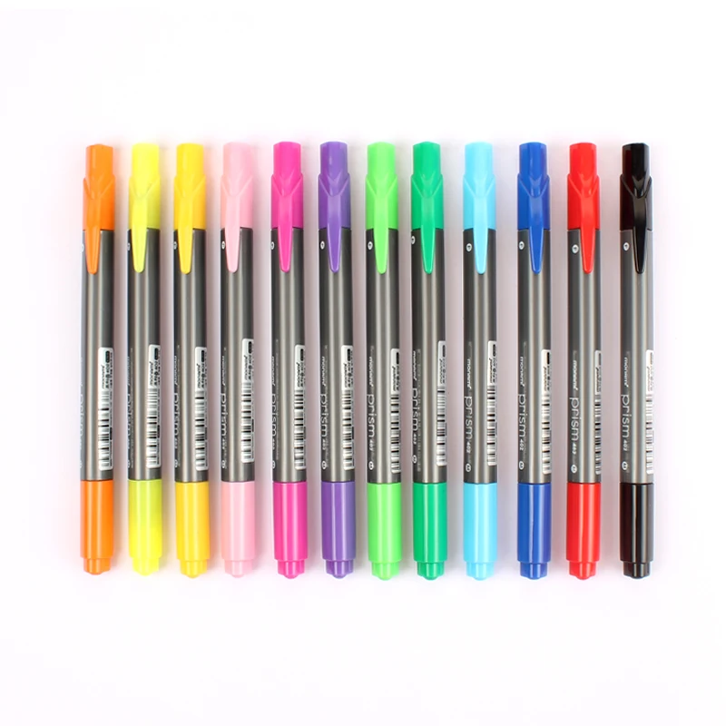 12 шт. Monami ручка на водной основе двойное волокно крюковая Ручка Треугольная ручка с тонким стержнем цветной маркер 12 цветов