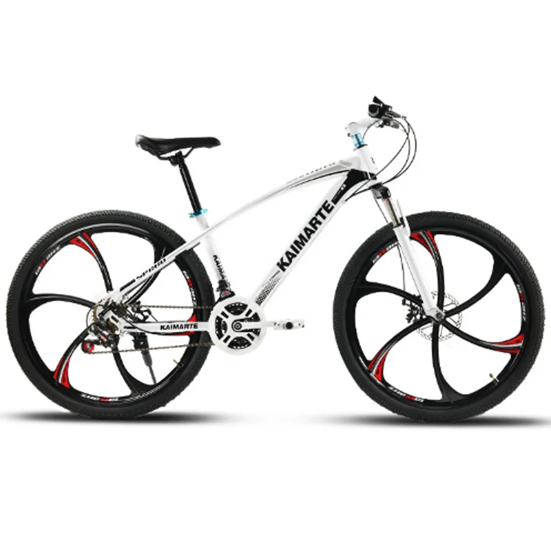 26 дюймов горный велосипед 21 скорость высокоуглеродистая стальная рама велосипед двойные дисковые тормоза спицы колеса и нож колеса велосипед - Цвет: 6 knife white black